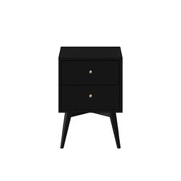 Alpine Furniture Flynn Mid Century Modern 2 Drawer Nightstand, Black - 26 x 18 x 15 in. 966BLK-02 - main